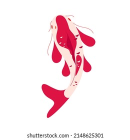Ilustración de carpa de Koi. Ilustración vectorial de línea plana. 