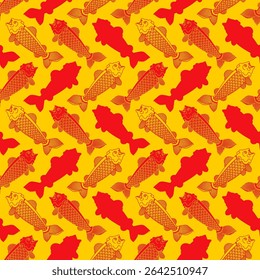 Koi Carp pattern seamless. Japanese Goldfish background