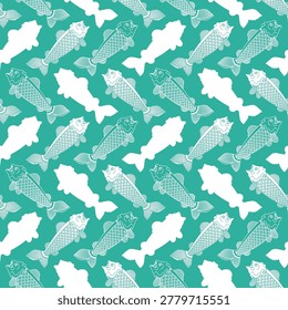 Koi Carp pattern seamless. Japanese Goldfish background