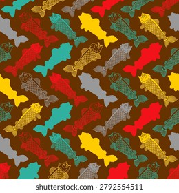 Koi Carp pattern seamless. Japanese Goldfish background