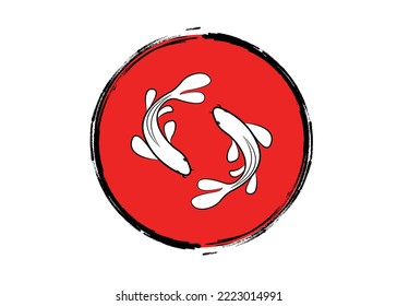 Koi carp posters.Pastel colors. Hand drawn linear painting. Koi Fish Painting.