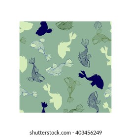 Koi carp seamless pattern. Vector seamless background.