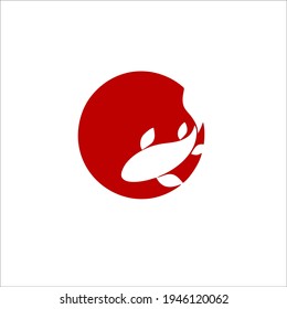 Koi Carp Symbol Logo. Vector Illustration.