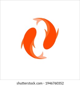 Koi Carp Symbol Logo. Vector Illustration.