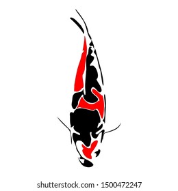 Koi carp vector in the dominant red, black and white colour of koi carp vector. elegant koi carp vector image, this is showa variety.