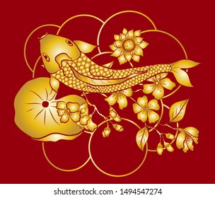 Koi carp vector isolate for tattoo style.Japanese carp drawing.Hand drawn line art of fish.Idea for tattoo and coloring book.Japanese culture symbols tradition.beautiful hand drawn swimming Koi fish.