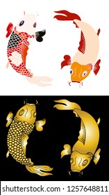 koi carp vector isolate for tattoo.Japanese carp drawing.Hand drawn line art of fish (Koi carp). Vector isolated. Idea for tattoo and coloring books.