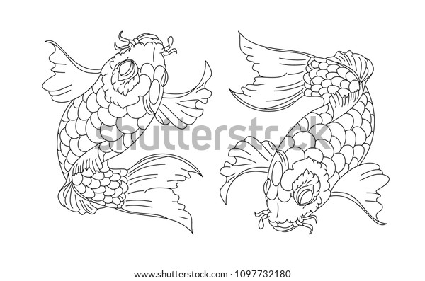 Koi Carp Vector Isolate Tattoojapanese Carp Stock Vector (Royalty Free ...