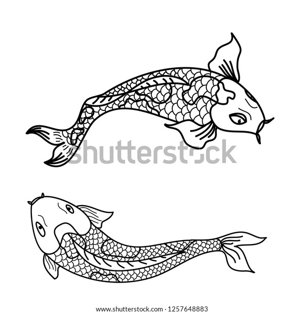 Koi Carp Vector Isolate Tattoojapanese Carp Stock Vector Royalty Free 1257648883