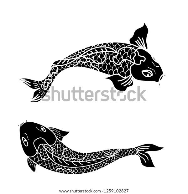 タトゥー用の鯉のベクター画像 日本の鯉の絵 手描きの魚の線画 鯉鯉 ベクター画像 入れ墨や塗り絵のアイデア のベクター画像素材 ロイヤリティフリー