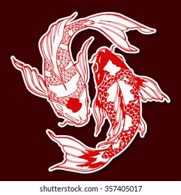 koi carp; yin yang symbol; feng shui