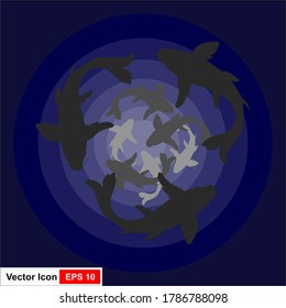 Koi carps circle cover. Vector illustration