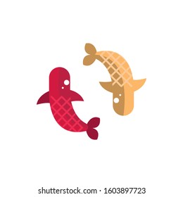 koi carps fish animal traditional japan icon vector illustration