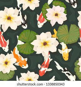 Koi carps seamless pattern