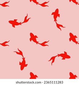 Koi carps SEAMLESS PATTERN. The vector illustration of carps in clear water. - Vector