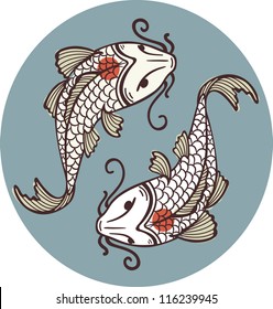 Koi carps tancho - yin yan symbol