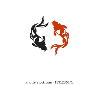  koi design on white background. Animal. Fish Icon. Underwater. Easy editable layered vector illustration