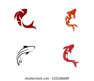  koi design on white background. Animal. Fish Icon. Underwater. Easy editable layered vector illustration