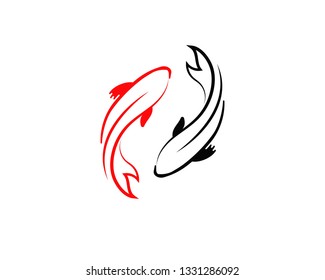  koi design on white background. Animal. Fish Icon. Underwater. Easy editable layered vector illustration