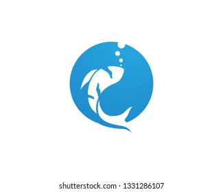  koi design on white background. Animal. Fish Icon. Underwater. Easy editable layered vector illustration
