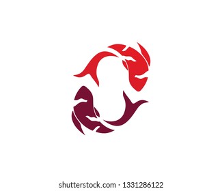  koi design on white background. Animal. Fish Icon. Underwater. Easy editable layered vector illustration