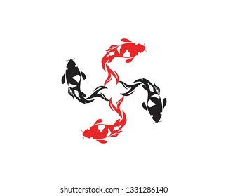  koi design on white background. Animal. Fish Icon. Underwater. Easy editable layered vector illustration