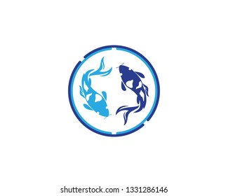  koi design on white background. Animal. Fish Icon. Underwater. Easy editable layered vector illustration