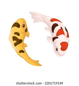Koi exotic fish species cartoon illustration vector