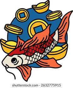 Koi fish and ancient Chinese money