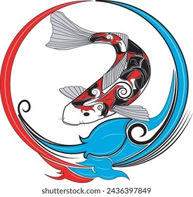 arte del pez koi en forma de vector
