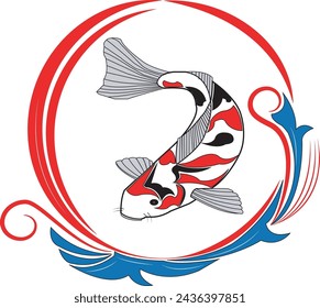 arte del pez koi en forma de vector
