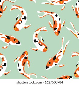 Koi fish asian decoratve fishes seamless background vector pattern