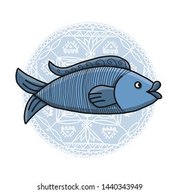 Koi fish, asian style. Sketch for your design