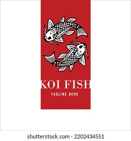 koi fish black and white vector logo ready eps 10 format 