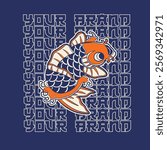 Koi fish character logo design vector illustration t-shirt design