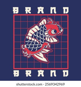 Koi fish character logo design vector illustration t-shirt design