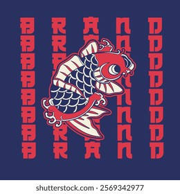 Koi fish character logo design vector illustration t-shirt design