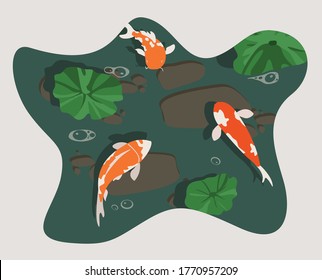 koi fish china flat design 