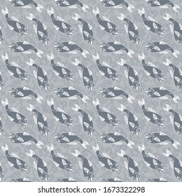 Koi fish and chrysanthemum background by hand drawing. Art highly detailed in line art style. Fish and flower seamless pattern.