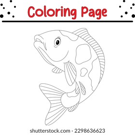 Koi fish coloring page. Black and white vector illustration for coloring book
