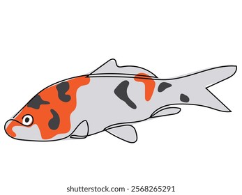 Koi fish in continuous line drawings that can be edited later.