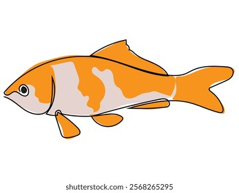 Koi fish in continuous line drawings that can be edited later.