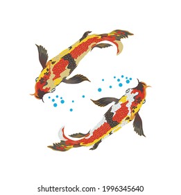 koi fish couple making out vector image, vector hand drawing style