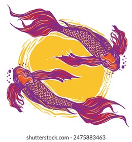 Imagen de Vector de diseño de pescado Koi