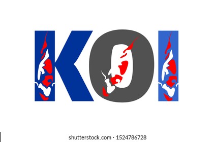 koi fish drawing vector combine within letter and koi logo drawing. elegant simple and nature koi image of fish variety. creative design with fish logo with K O and I alphabetic ideas.