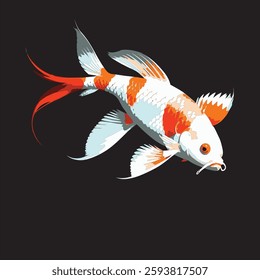 Koi Fish, editable colors, black bakground