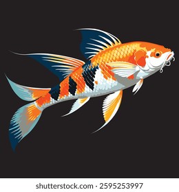 Koi Fish, editable colors with black background