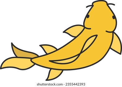 Koi fish flat style icon design, Kawaii expression cute character funny and emoticon theme Vector illustration