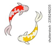 koi fish flat vector illustration modern design isolated on white background