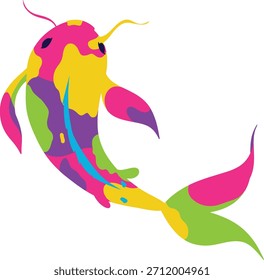 Ilustración vectorial a todo color del arte geométrico de la forma del pez de Koi